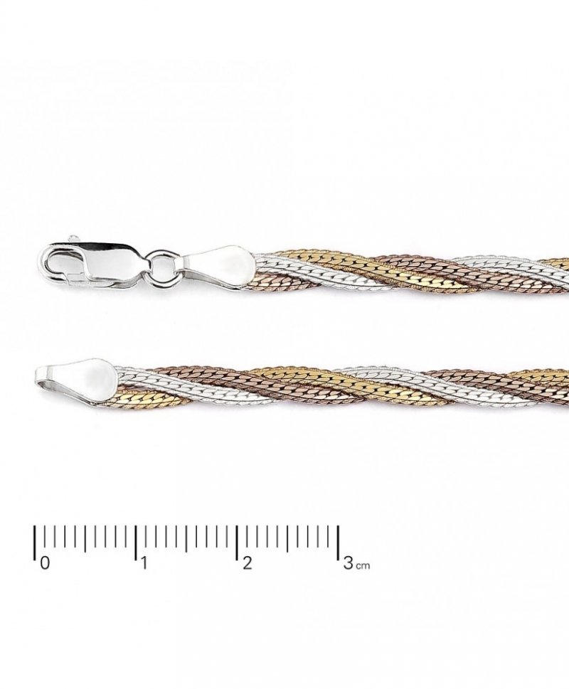 Łańcuszek srebrny 925 naszyjnik kłos pozłacany wielokolorowy