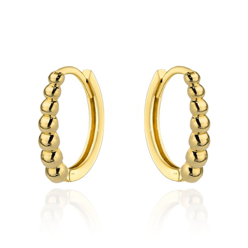 Kolczyki złote 585 koła kółka 12mm kuleczki kreol