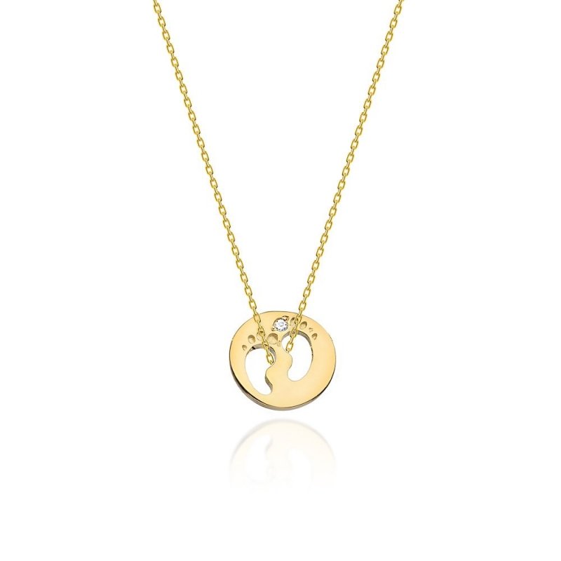 Łańcuszek złoty 585 stópki z brylantami 0,005ct C-5