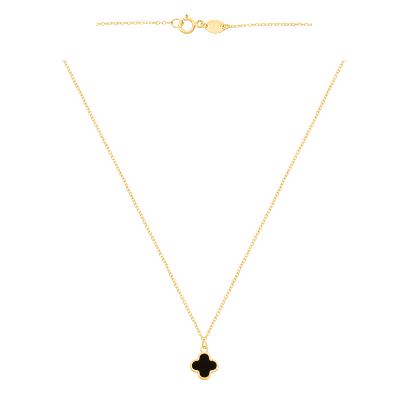 Łańcuszek złoty 585 czarna koniczyna koniczynka modny