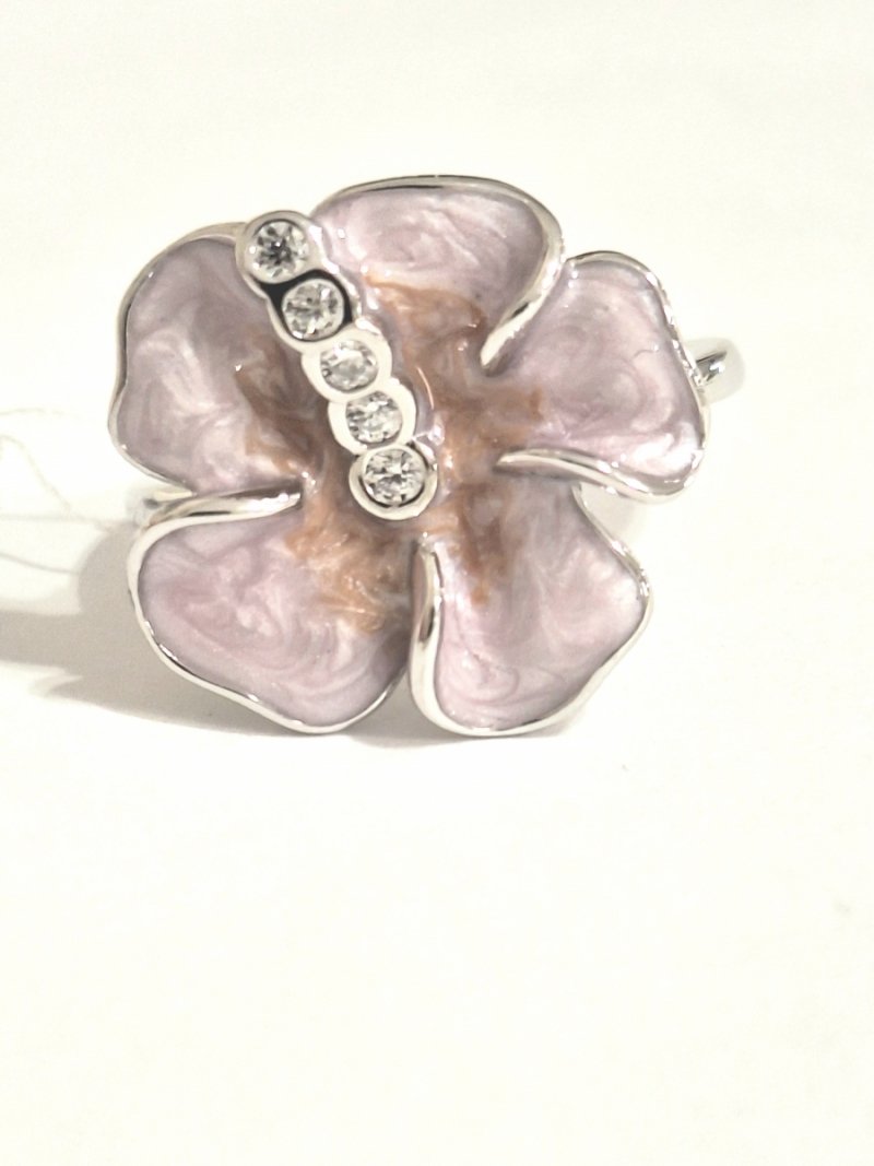 SREBRNY PIERŚCIONEK 925 Z EMALIĄ R.14 KWIAT