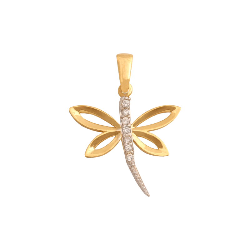 Zawieszka złota 585 ważka cyrkonie