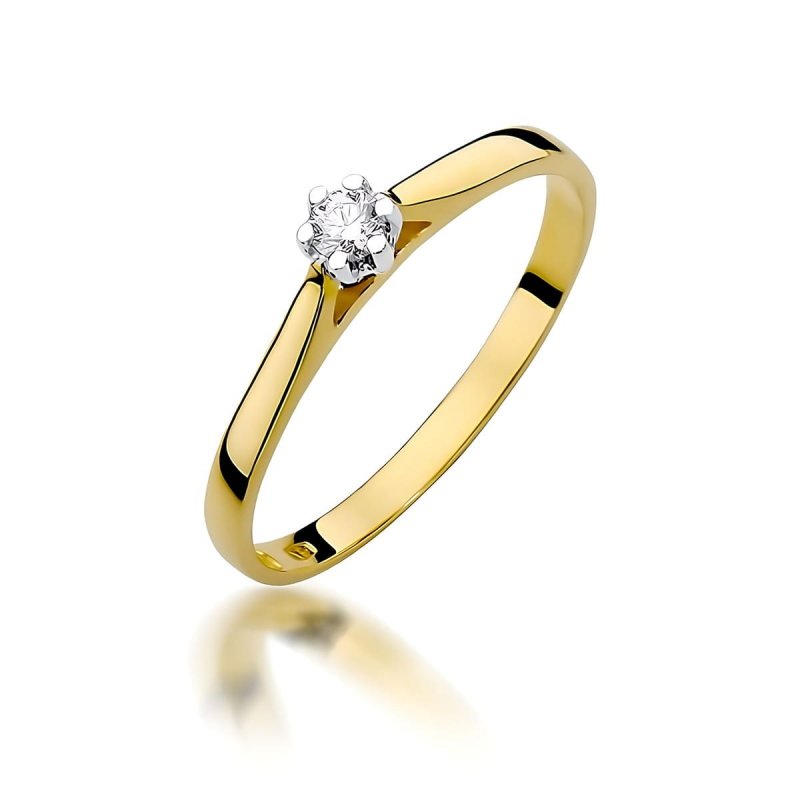 Pierścionek złoty 585 diament laboratoryjny 0,10ct W0311