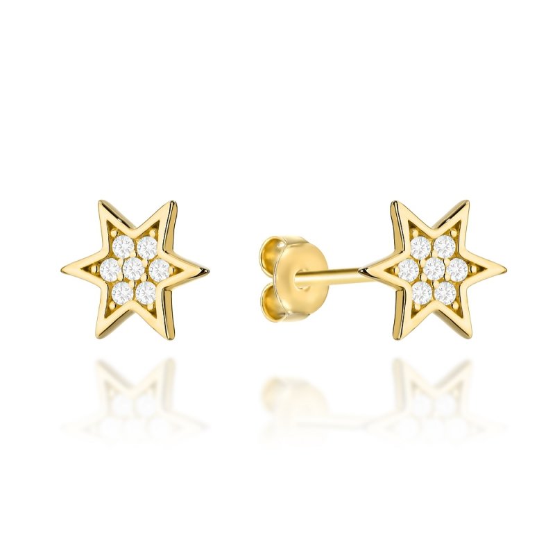 Kolczyki złote 585 gwiazdki gwiazdy z cyrkoniami