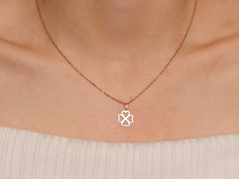 Zawieszka złota 585 złota koniczynka 