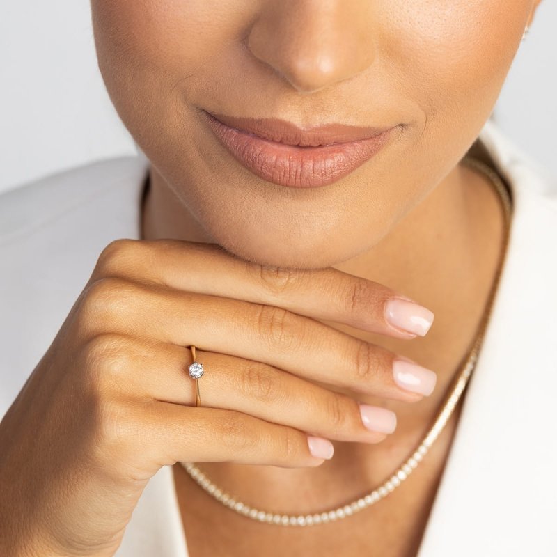 Pierścionek złoty 585 diament laboratoryjny 0,20ct W0220