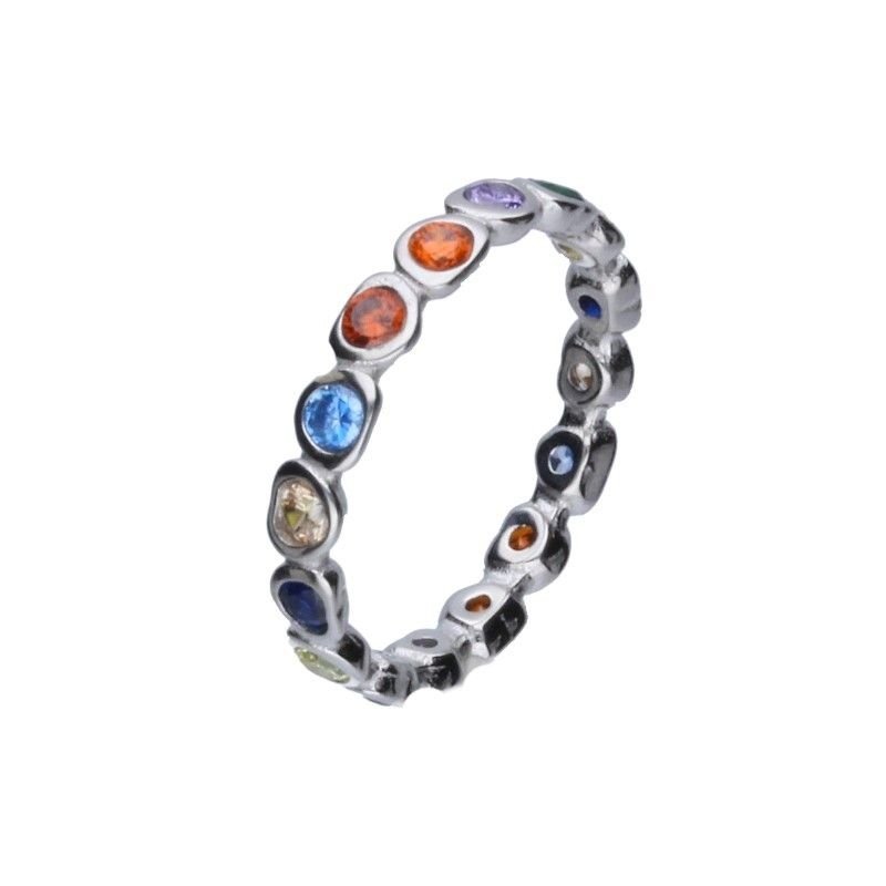 SREBRNY PIERŚCIONEK 925 OBRĄCZKA KOLOROWA r. 11