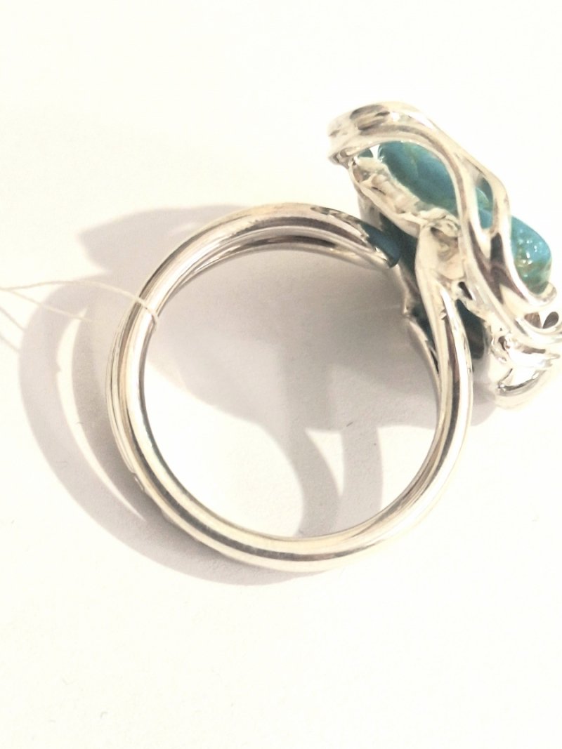 SREBRNY PIERŚCIONEK 925 Z TURKUSEM DUŻY