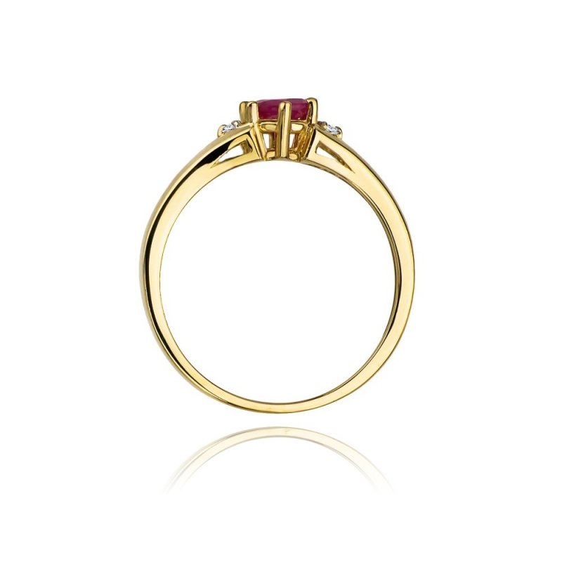 Pierścionek złoty 585 z brylantami 0,03ct rubinem 0,60ct W-76