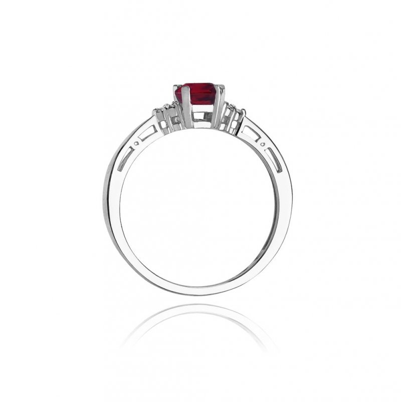 Pierścionek złoty 585 z brylantami 0,03ct rubinem 0,80ct W-2