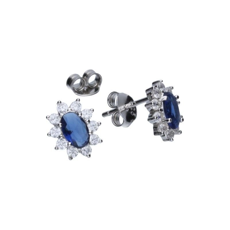 KOLCZYKI SREBRNE 925 Z CYRKONIAMI GRANATOWE MARKIZY