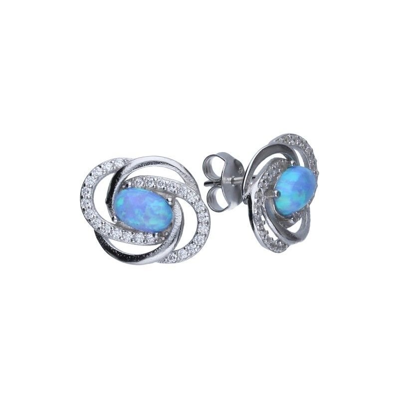 KOLCZYKI SREBRNE 925 Z OPALEM SZTYFT OPAL