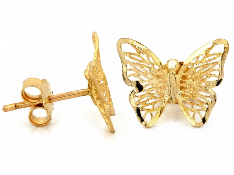 Kolczyki złote 585 ażurowe motylki śliczne