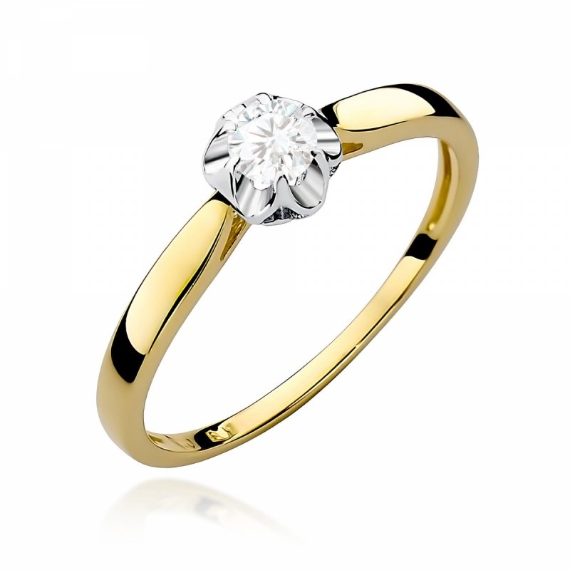 Pierścionek złoty 585 diament laboratoryjny 0,15ct W0062
