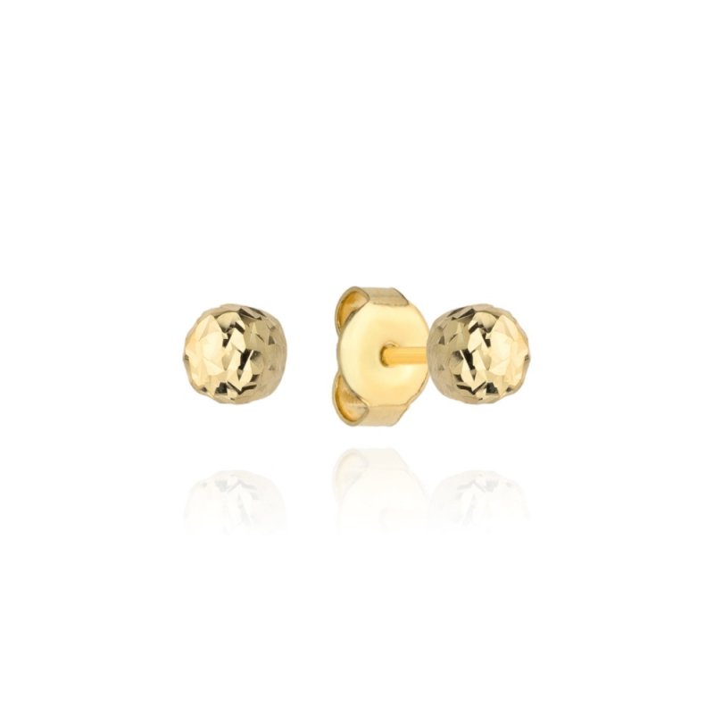 Kolczyki złote 585 sztyft kulki 3mm kuleczki diamentowane