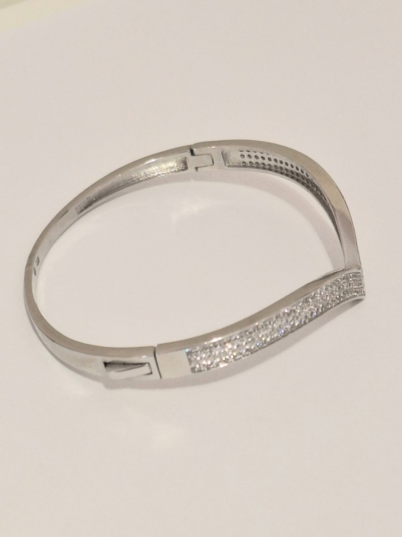 Bransoletka srebrna 925 sztywna elegancka z cyrkoniami