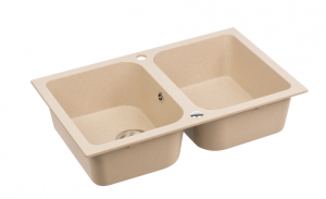 Zlewozmywak beżowy Kuchinox Celia 2-komorowy 48x76 cm Zlew kuchenny z ociekaczem