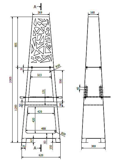 Grill ogrodowy z paleniskiem Medium II 200 cm