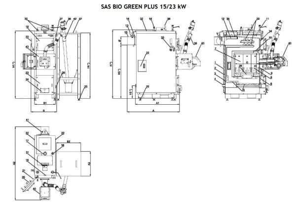 Kocioł SAS Bio Green Plus 15 kW kocioł na pellet i drewno
