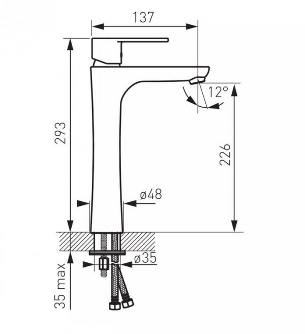 Bateria umywalkowa Ferro Algeo stojąca wysoka chromowana 