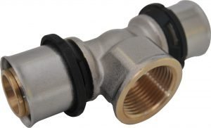 Trójnik Zaciskany Pex 20x1/2x20 GW zaprasowywany