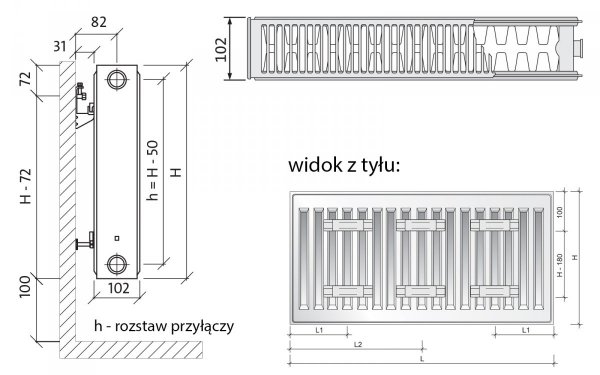 Grzejnik pokojowy Purmo C22 600x1600 panelowy