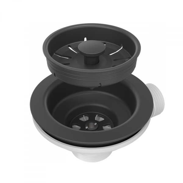 Syfon Push To Open zlewozmywakowy z odpływem 1-komorowy Power Color pure carbon 3 1/2&quot;