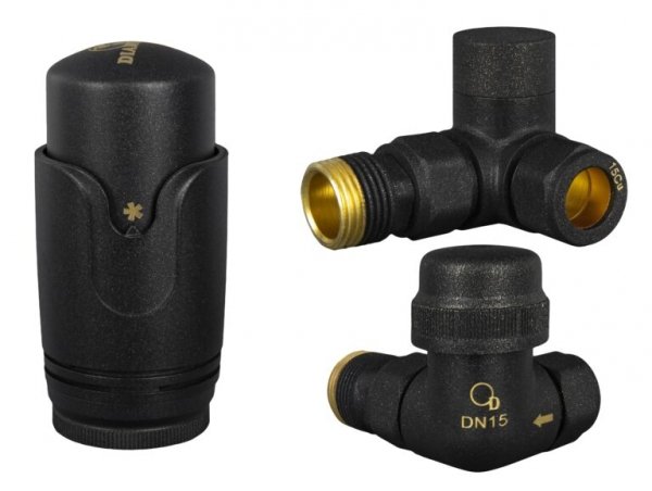 Zestaw termostatyczny osiowy czarny  1/2&quot; komplet