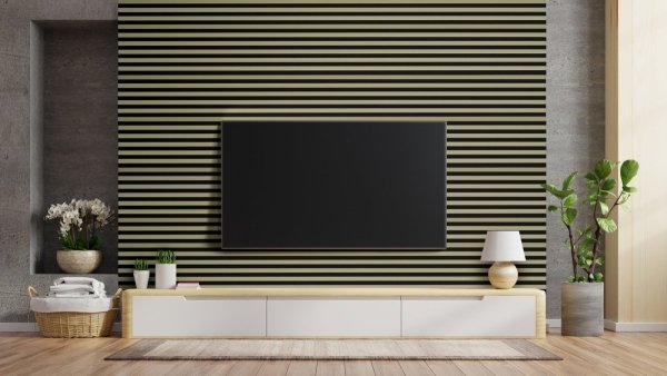 Lamele ścienne Dąb sonoma 30x270 cm panel akustyczny Woodline czarny filc 6 mm