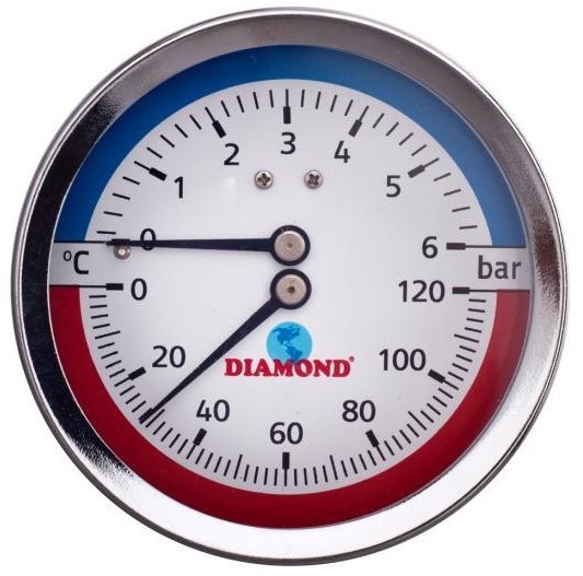 Termomanometr do 6 bar 120*C 1/2 80 mm axialny