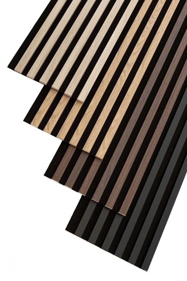 Lamele ścienne Woodline panel akustyczny na czarnym filcu Czarny mat 30x270 cm