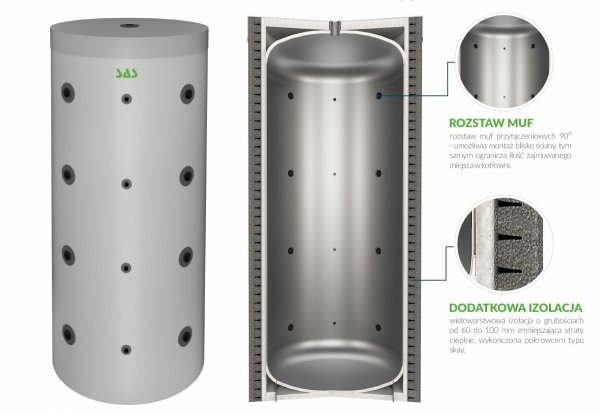 SAS BST 400 L zbiornik buforowy akumulacyjny ocieplony