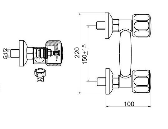 Bateria natryskowa Lux ścienna prysznicowa Diamond