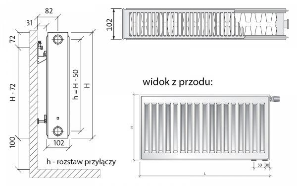 Grzejnik pokojowy Purmo CV22 600x1800 panelowy