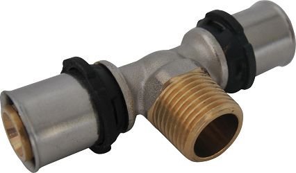 Trójnik Zaciskany Pex 20x1/2x20 GZ zaprasowywany