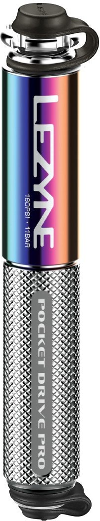 Pompka ręczna Lezyne Pocket Drive Pro — Neo Metallic/Silver Gloss, 160 PSI (mini do szosy i gravela)