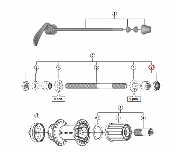 Stożek piasty tył Shimano FH-RM35 prawy