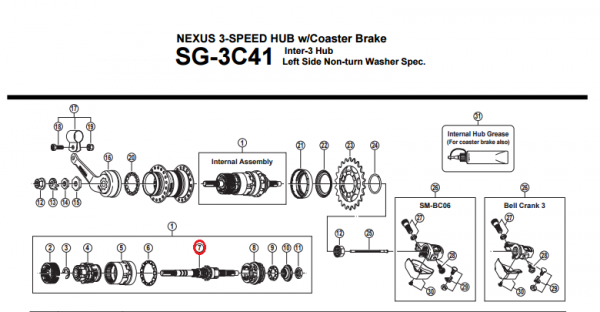 Oś piasty Shimano Nexus SG-3C41 (168mm)  