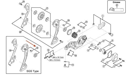 Wózek przerzutki Shimano XTR RD-M985 SGS zewnętrzny