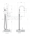 OMNIRES bateria wannowa wolnostojąca 96cm czarny półmat Y1233-SBL