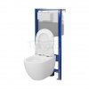 CERSANIT - Set 250 - stelaż podtynkowy AQUA 50 MECH QF + miska zawieszana ZEN by Cersanit CleanOn + deska Slim antybakteryjna, wolnoopadająca, z funkcją łatwego wypinania  S701-926