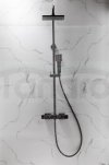 ARMATURA KRAKÓW KFA Zestaw natryskowy deszczownia z baterią termostatyczną LOGON BLACK 5746-910-81