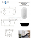 BESCO Wanna wolnostojąca Deeva Matt B&W 150x75 + maskownica odpływu czarna matt #WWA-150DMBB