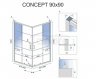 REA - Kabina prysznicowa kwadratowa CONCEPT  Black 90x90 czarna krata drzwi przesuwne 