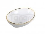 AQUAFORM - umywalka nablatowa CORDOBA GOLDEN LINE owalna 41x33 cm, kolor biały i złoty rant  AQ.448-0121241