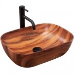 REA - Umywalka nablatowa BELINDA Wood Mat / imitacja drewna