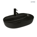 Oltens Hamnes Thin umywalka 62x42 cm nablatowa owalna czarny mat 41314300