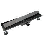 AQUALINE Odpływ liniowy przyścienny 2w1 ze stałym syfonem czarny 90cm LS04BK900