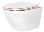REA - Misa WC podwieszana CARLO Mini Rimless Flat Tornado GOLD EDGE