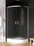 NEW TRENDY Zestaw - Kabina prysznicowa SUVIA półokrągła R55 80x80x206 drzwi przesuwne szkło satyna 5mm z powłoką Active Shield + Brodzik prysznicowy MARO ZS-0041